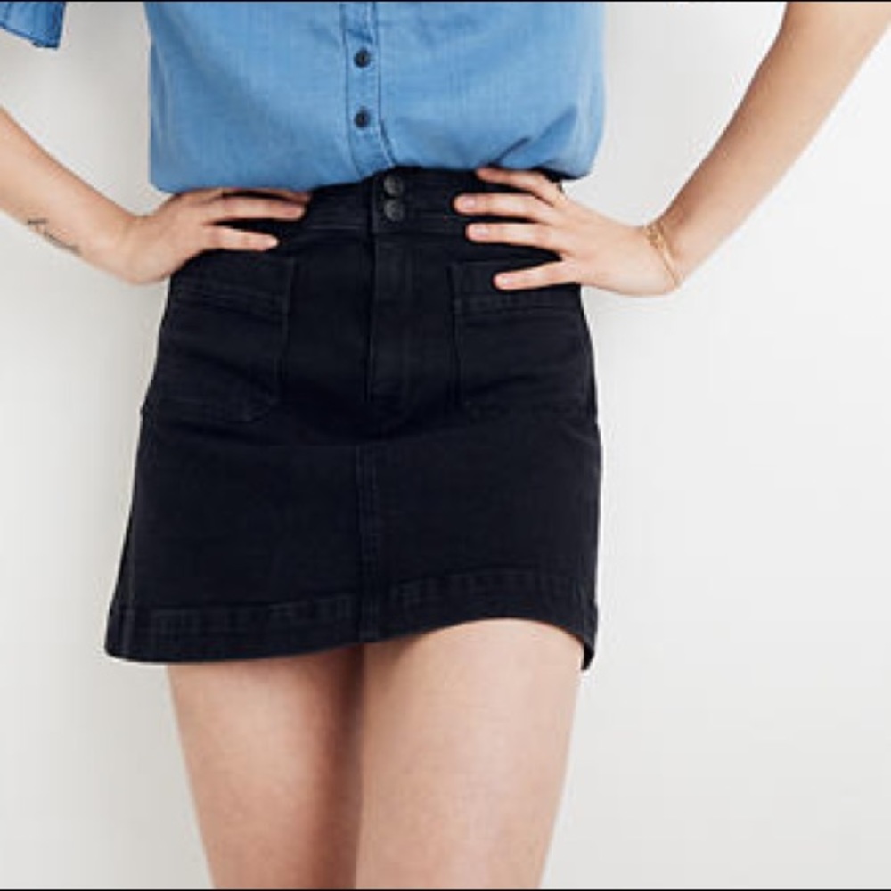 Madewell Stretch Denim A-Line Miniskirt in Black